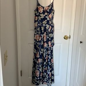 Silky floral wrap dress